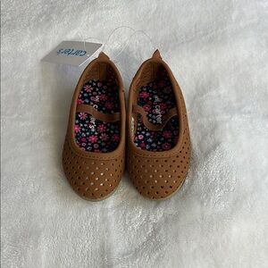 Carter's Tan Kids Dress Shoes with Floral Interior